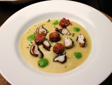 Chickpea PurÃ©e with Grilled Octopus, Mexican Chorizo and Cilantro ...